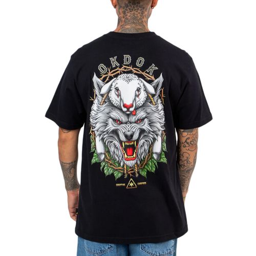 Camiseta Masculina Okdok Oversized Wolf And Sheep PRETO-1250217-1 -1-